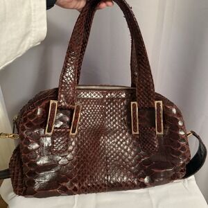 KARA ROSS New York Burgundy Python Skin Satchel Shoulder Bag Purse Retail 2950$